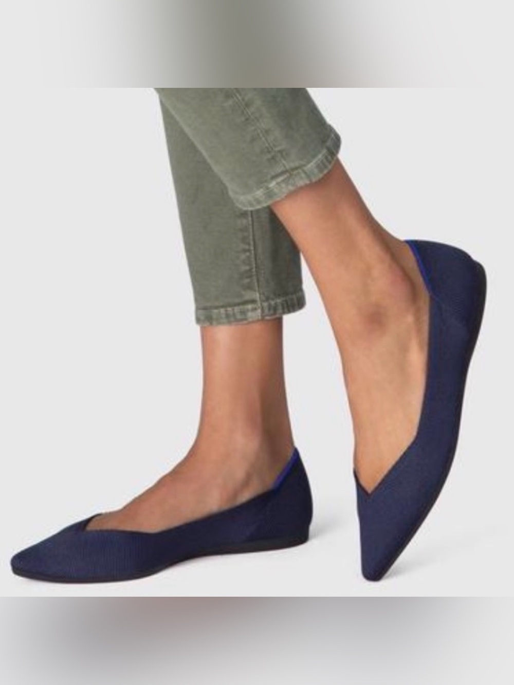 Rothys pointed maritime navy flat shoes pristine condition size 10.5